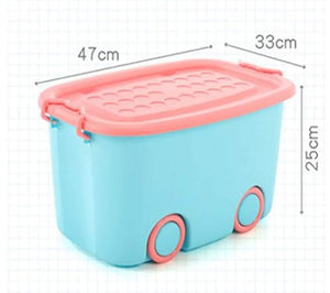 Actual Big Size Toy storage box large size Storage Box with wheels perfect toy box storage for kids multipurpose storage box Ideal toys storage organizer Size (50X33X26 cm) - Mix Color